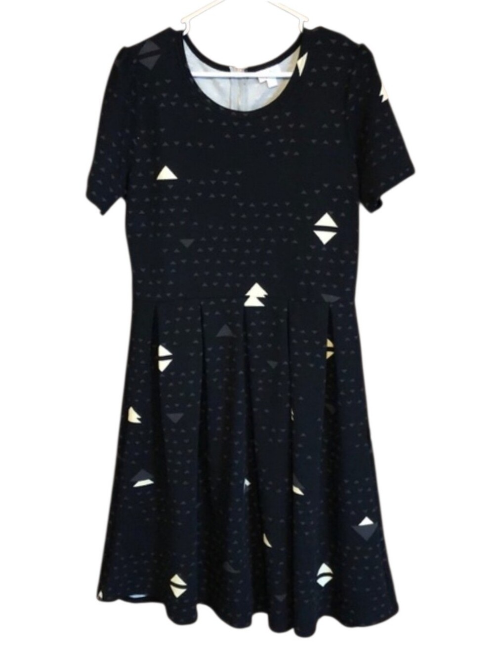 Lularoe Amelia Black Geometric Print Dress EUC